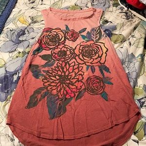 Lucky Brand Distressed Rose Tank Top